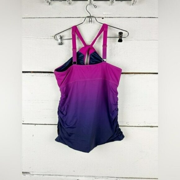 Lands end High Neck to One Shoulder Multi Way Tankini Swimsuit Top xs 2-4 - Picture 7 of 7